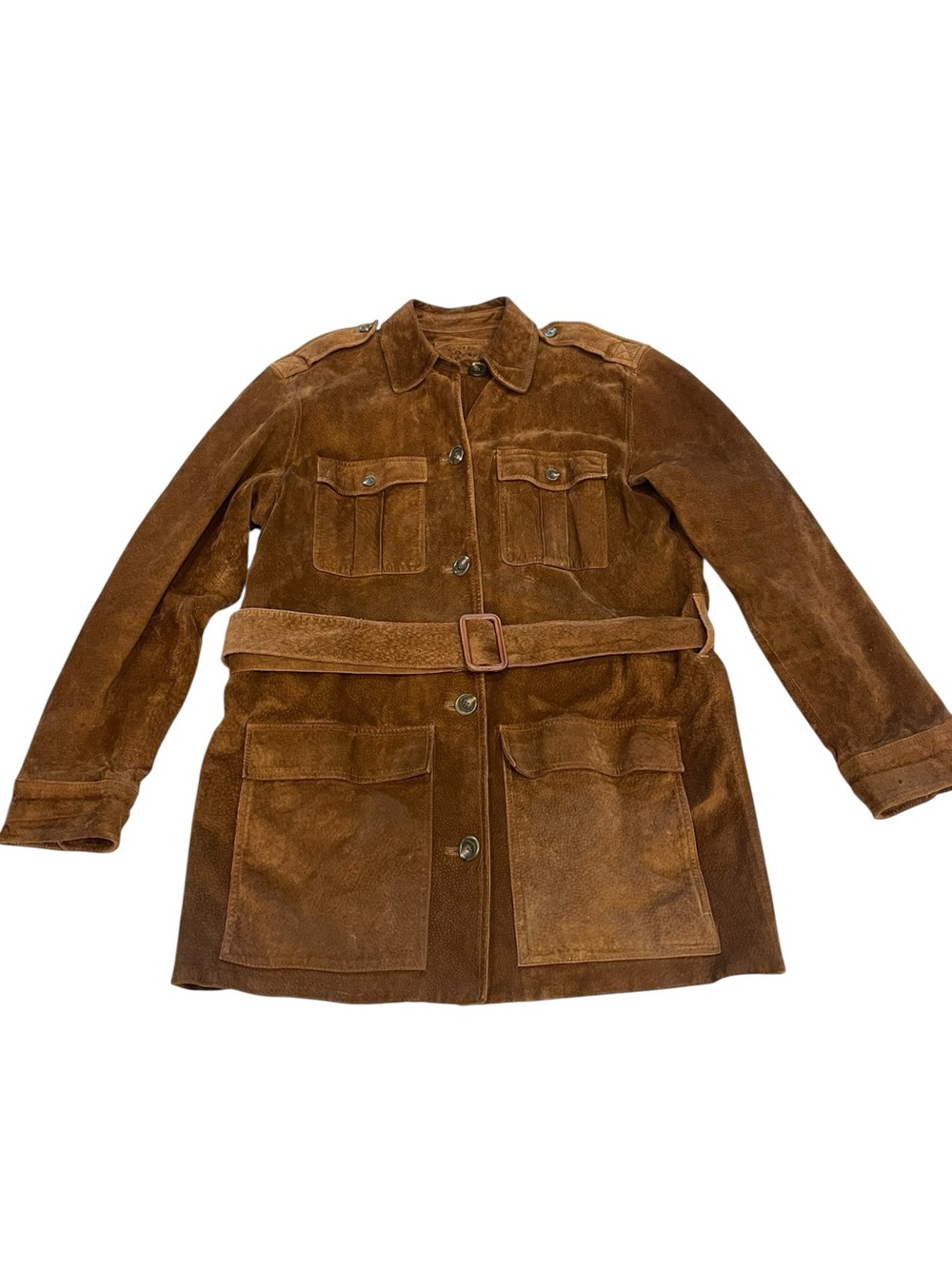 LRL Ralph Lauren Suede Safari Jacket Women S Brown Belted Pocket Utility